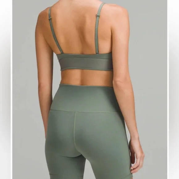 Lululemon License to Train Triangle Bra in the color Grey Eucalyptus. - Picture 2 of 10